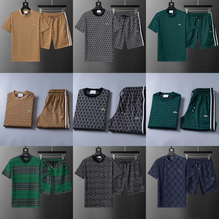 Lacoste Classic Crocodile Pattern T-Shirt/Shorts Set | 7754457280