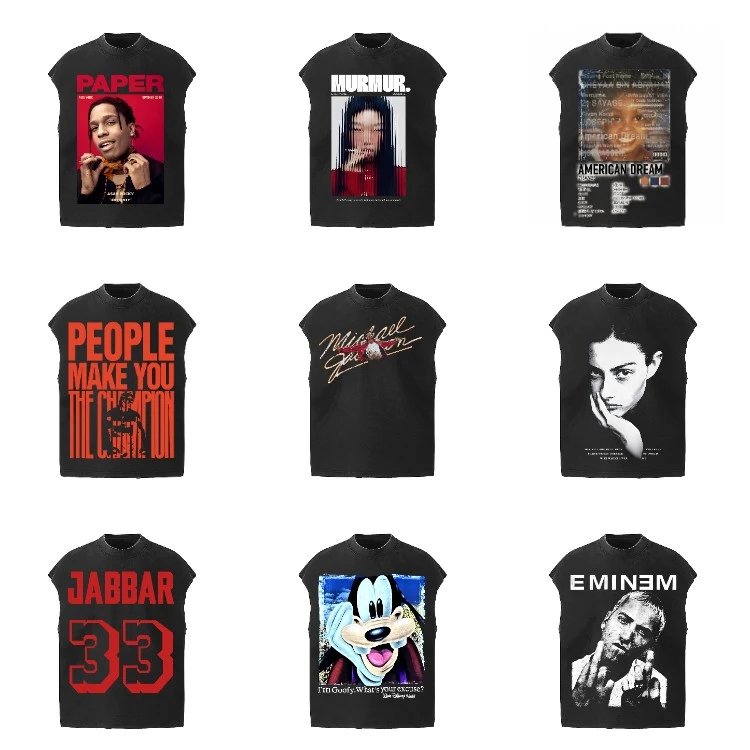 Black Sleeveless Graphic T-Shirts | 7754562142
